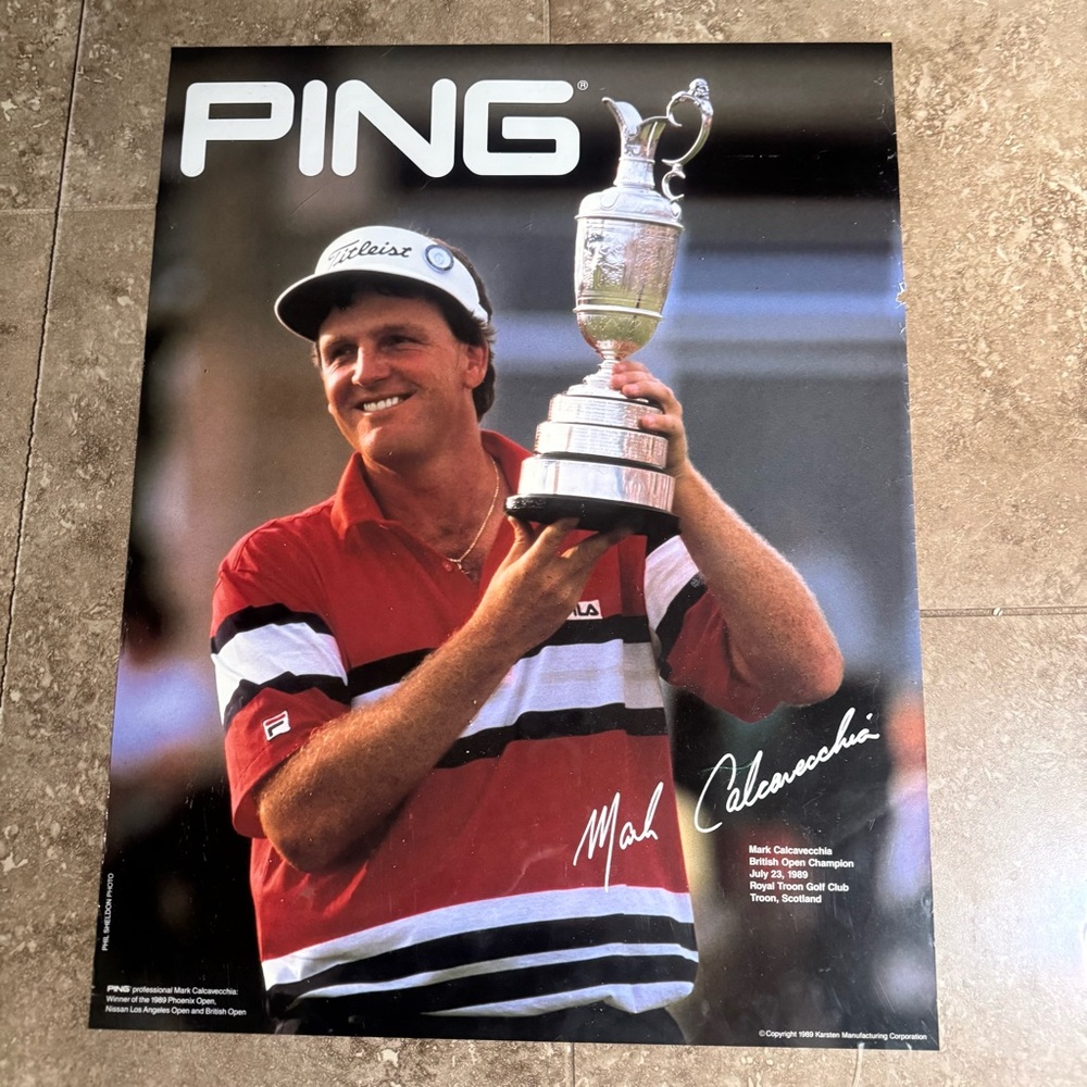 Vintage 1989 PING Mark Calcavecchia British Open Champion Golf Poster